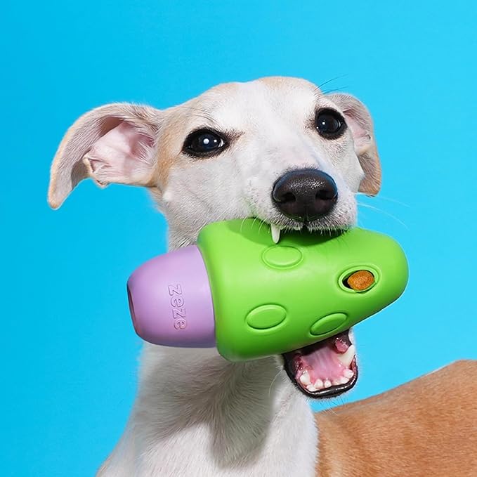 ZEZE Mushroom Treat Dispensing Dog Toy 2-Pack, Natural Rubber Slow Feeder Chew Toy, Interactive Puzzle for Boredom Relief & Feeding