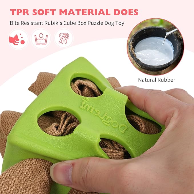 Dog Enrichment Puzzle Toy Snuffle Cube Toy,Interactive Dog Puzzle Toys Encourage Stimulation Food Foraging Skill, Resistant Rope to Hide Treat for Aggressive Puppy,Small,Medium,Large Dogs