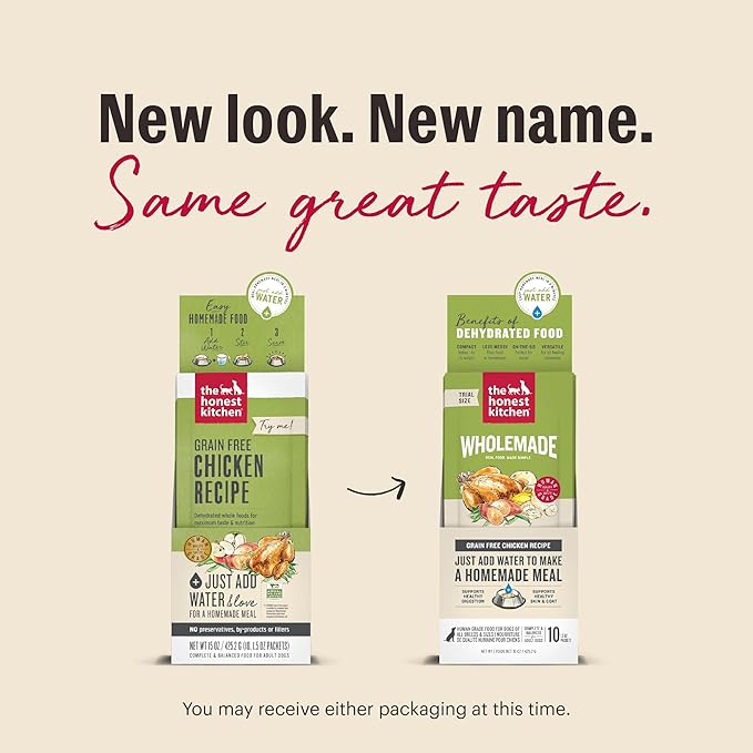The Honest Kitchen Wholemade™ Dehydrated Grain Free Chicken Dog Food, 1.5 oz x10