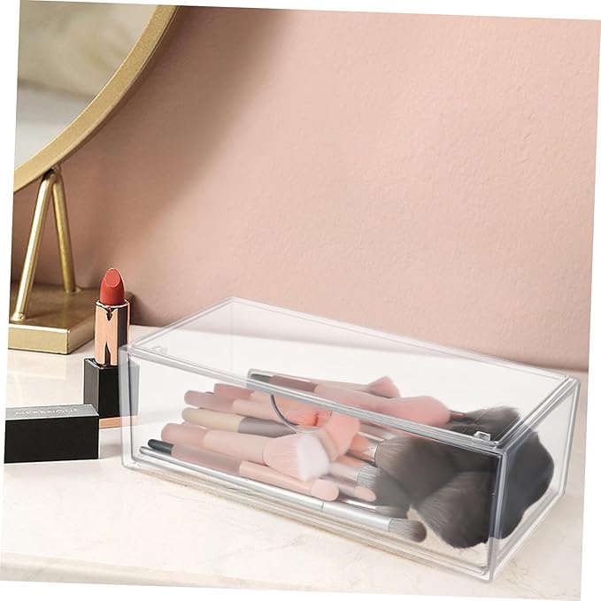 3pcs Elegant Lidded Makeup Organizer Storage Box Lipstick Holder Desktop Cosmetics Organizer for Vanity Bathroom