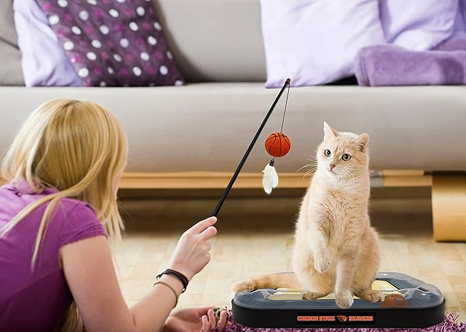 Cat Scratch Toy NCAA Oregon State Beavers Reversible Basketball Court Felt/Cardboard Cat Scratcher Toy. Interactive Cat Ball Bell Tracks. 6-in-1 CAT Toy: Cat Wand Poll Catnip-Filled Plush Basketball