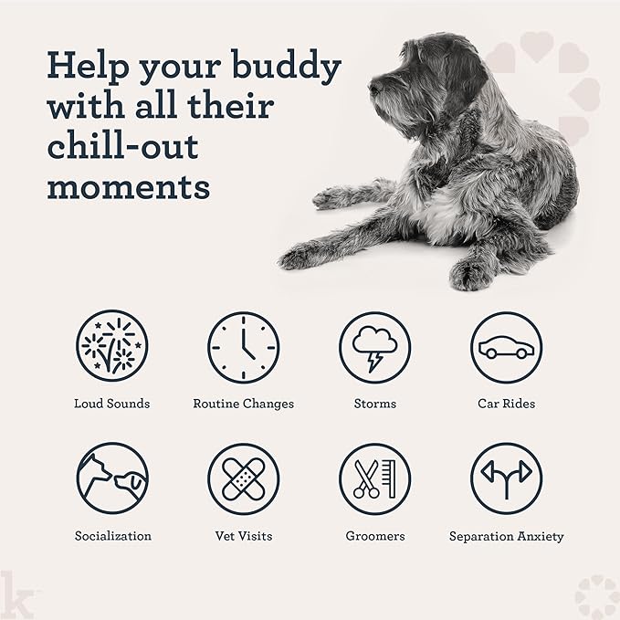 Kradle Chillers Hard Chews for Dogs - Ashwaganda GABA L-Theanine - Supports a Calm Demeanor - 6 Hard Chews