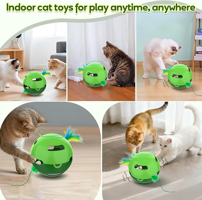 Interactive Cat Toy, Irregularly Rotating Feather Cat Toy Ball, Automatic Kitten Toy, Perfect for Bored Indoor Adult Cats