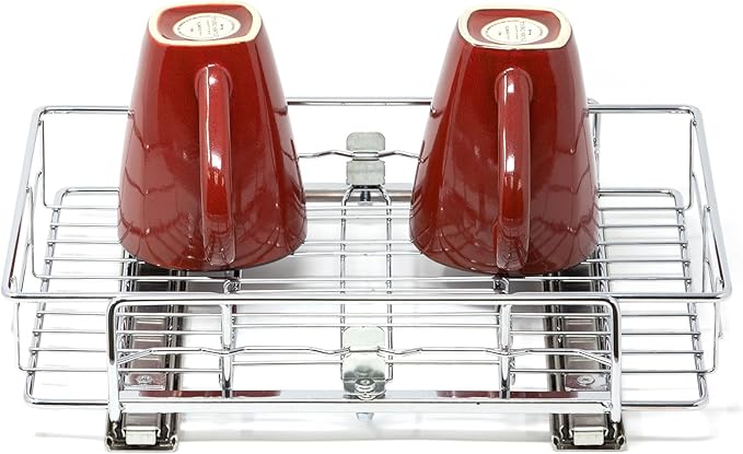 Origami 2 Pack Kitchen or Bathroom Chrome Plated Steel Sliding Pullout Drawer and Cabinet Organizer, Adjustable 10 Inch Width, Silver