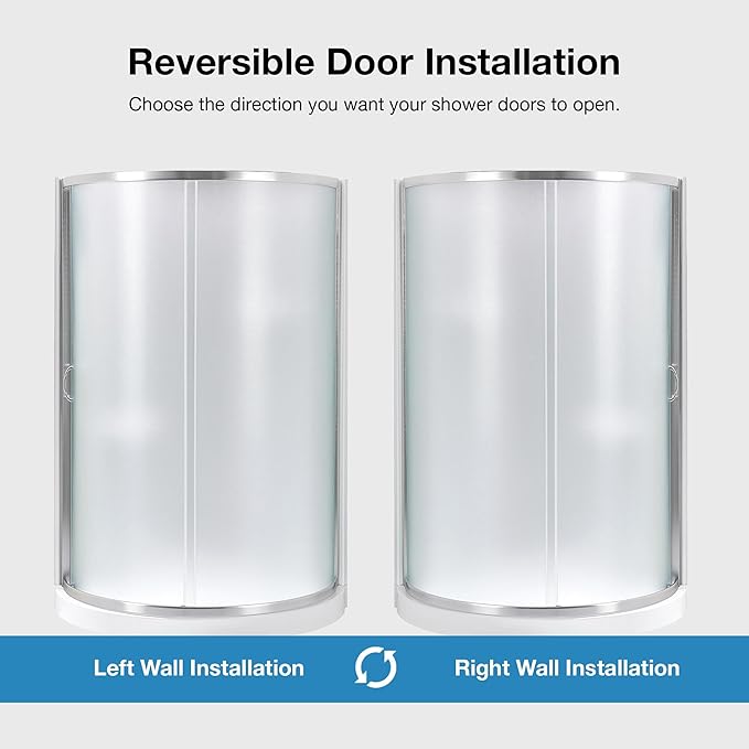 OVE Decors Breeze 36 in. Corner Shower Frosted Sliding Door with Base in Satin Nickel Finish