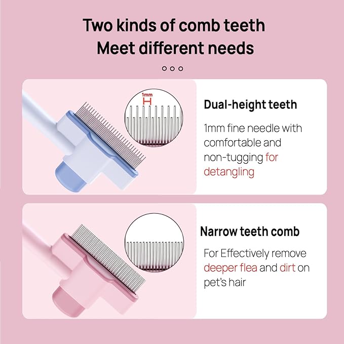 Flea brush for Cat and Dog with pet hair removal glove set, 2PCS flea comb for Shedding, Flea and Massaging, the magic brush pet hair remover for Clothes, Furniture, Carpets & Bedding