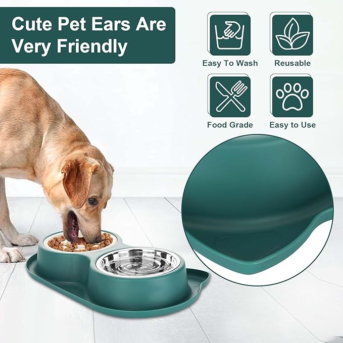Dog Slow Feeder Dog Water and Food Bowls Stainless Steel Bowls Non Slip Anti Skid Pet Puppys and Kitties Dishes for Small Medium