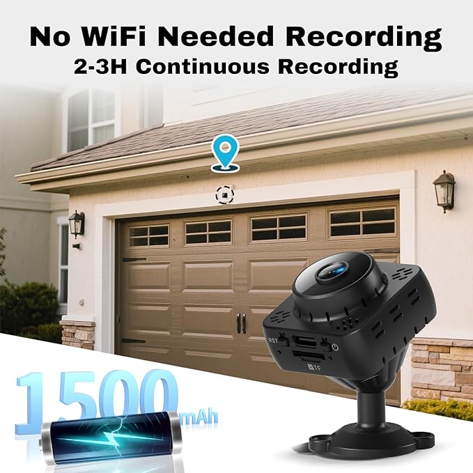 Hidden Camera, Mini Nanny Cam Wireless with Free Cloud Storage, WiFi & Offline Recording, Motion Detection & Night Vision for Home Security/Nanny/Pet/Baby Monitor