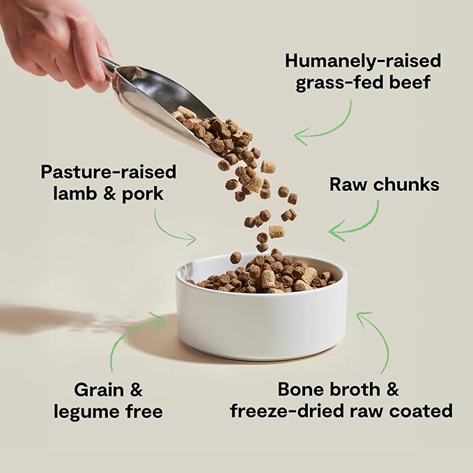 Open Farm, RawMix Grain-Free Dry Dog Food, Protein-Packed Kibble Coated in Bone Broth with Freeze Dried Raw Chunks, Beef Pork & Lamb, Front Range Recipe, 20lb Bag