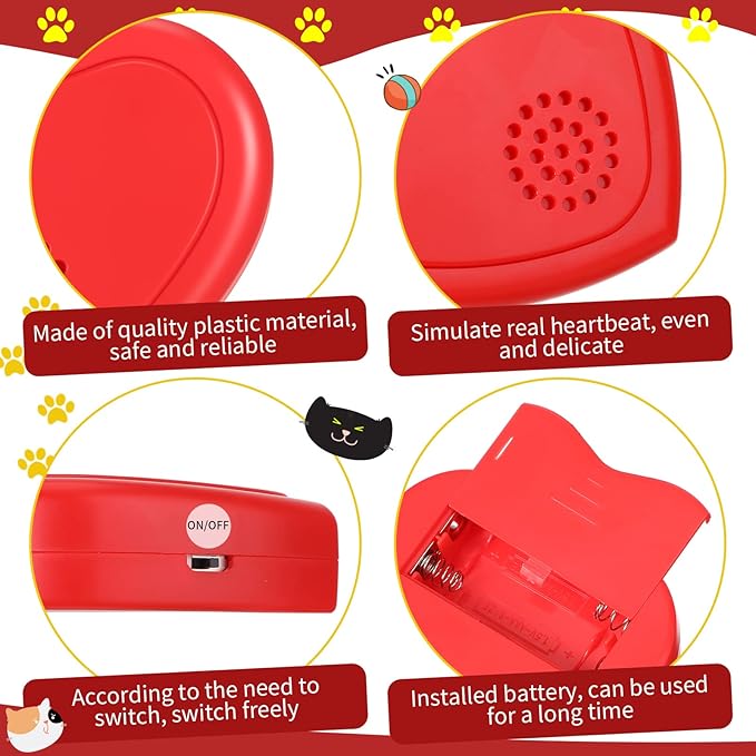 Wettarn 2 Pcs Heartbeat Replacement Puppy Soother Heartbeat Simulator for Dogs and Cats Sleep Aid Calming Toys Anxiety Relief Behavioral Training Rechargeable Add to Plush Blankets Pillows Beds