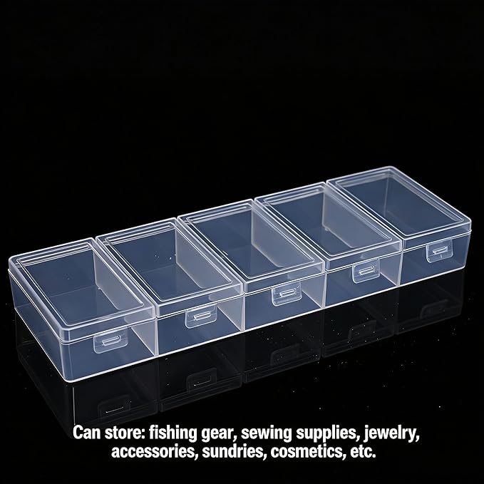 5-Compartment Transparent Plastic Storage Box with Individual Lids, Clear Organizer for Cosmetics, Jewelry & Craft Supplies