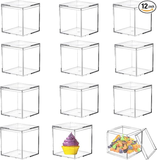 Acrylic Box Clear Square Cube Display Case,75X75X75mm Storage Container Acrylic Boxes with Lids for Easter Candy Box for Jewelry Storage Boxes