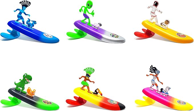 Surfer Dudes Legends & Surfer Pets Wave Powered Mini-Surfer, Pet and Surfboard Beach Toy - Voss Victoria and Bulken