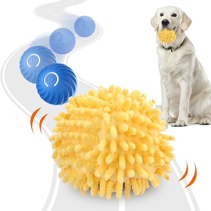 BABORUI Small Dog Toys - Interactive Ball with Cover, Keeps Puppies Busy - Electric Rolling Ball for Small/Medium Dogs (Blue)