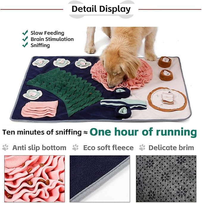 MANON ROSA Dog Snuffle Mat for Small Medium Large Breeds – Interactive Enrichment Puzzle Toy for Cats & Dogs, Slow Feeding & Scent Training Mat, Relieves Stress, Brain Stimulation, Reduces Boredom