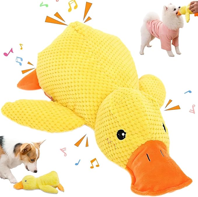 The Mellow Ducks Calming Pillow, Mellow Dog Calming Duck, 2025 New Yellow Duck Dog Toy, Dogs Ducks Toy with Quacking Sound for Indoor Dogs