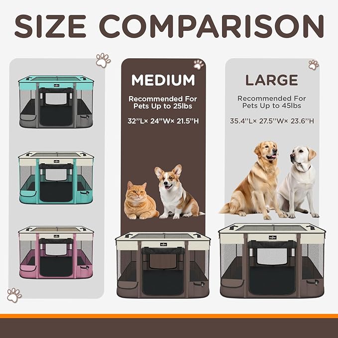 Foldable Pet Kitten Playpen, Upgrade Waterproof Portable Dog Cat Playpen Kennel Tent for Small Cat Dog, Retractable Shade Cover with Carrying Case, Indoor Outdoor Use for Small Pet.