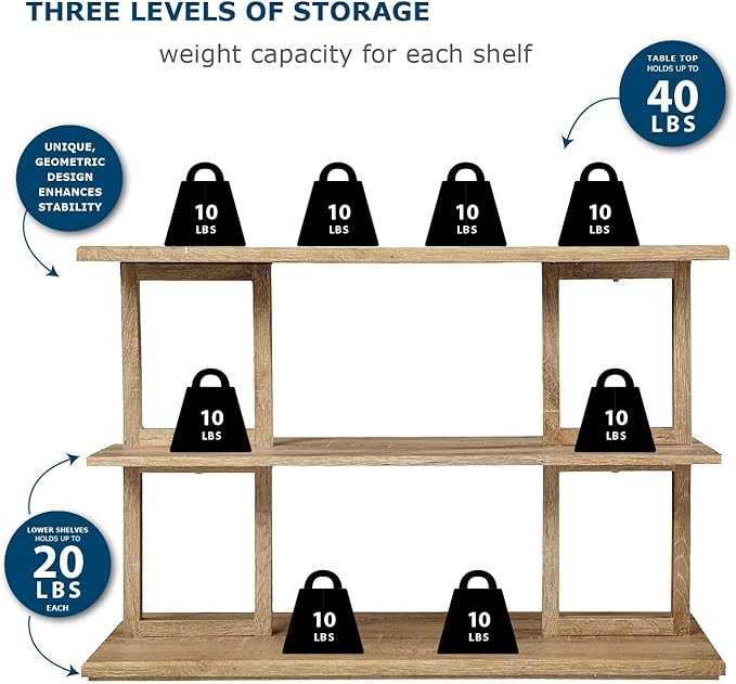 SEI Furniture Markworth Geometric 42" Wood ConsoleTable, Natural