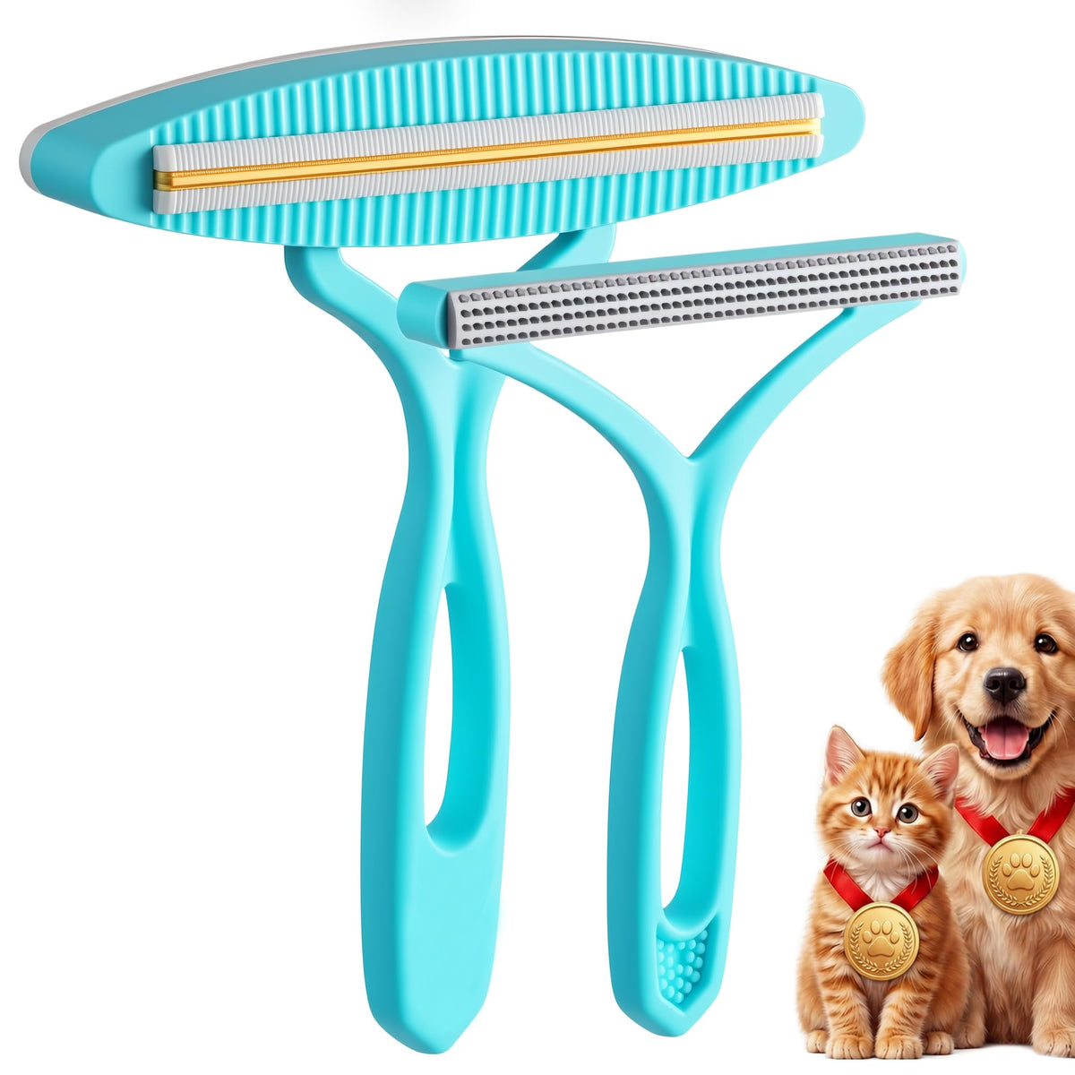 Pet Hair Remover 2-Pack – Reusable Detachable Dual-Sided Tools for Carpet, Furniturer, Car, Manual Dog and Cat Hair Removal Set