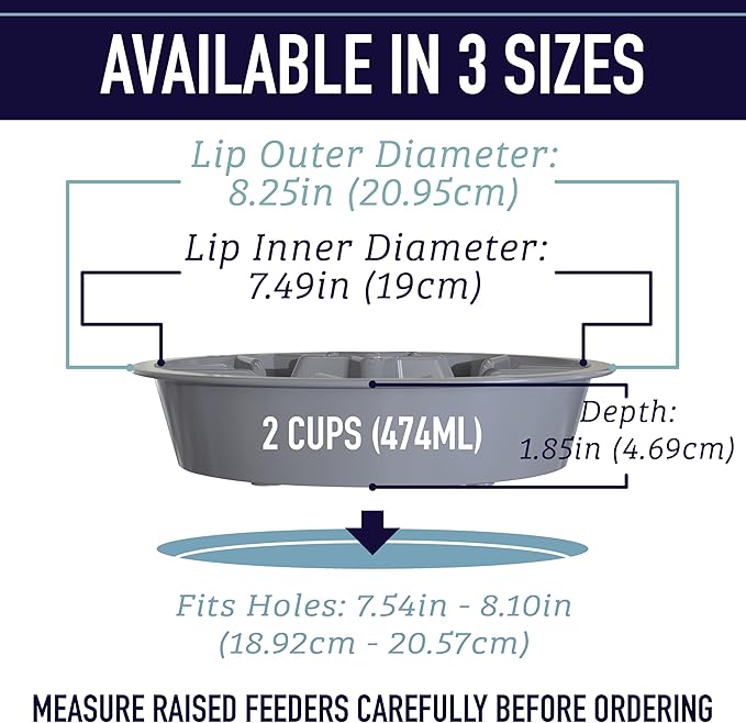 Leash Boss 2-Pack Slow Feeder Dog Bowls - 2 Cup, Puzzle Dog Food Bowl with Stainless Steal Bowl, Fits into Elevated Pet Feeders, Slow Eating for Large, Medium & Small Sized Breeds, White