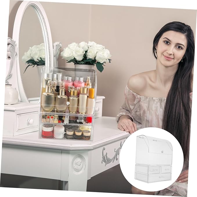 Modern Acrylic Makeup Storage Box Lid Desktop Organizer Tidy Storage for Cosmetics Stylish for Girlfriend Wife