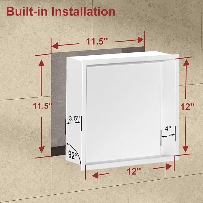 Shower Niche, Stainless Steel Elegant Bathroom Niche, No Tile Needed Recessed Shower Shelf Organizer for Storage