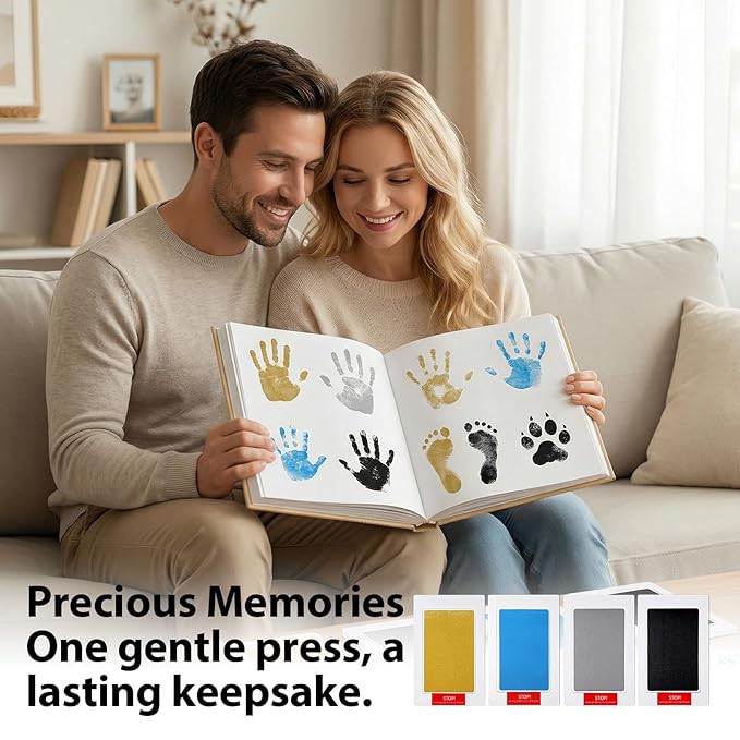 4 Packs Inkless Hand and Footprint Kit Mess Free Paw Print Kit for Dogs & Cats Clean Touch Ink Pad for Pet Nose & Paw Dog Mom New Mom Gifts(Multicolor)