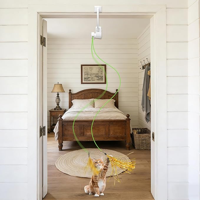 Automatic Flying Interactive Cat Toy for Indoor Cats - Safe Chase & Exercise Stimulation for Bored Kittens, Adults & Multi-Cat Homes (White)
