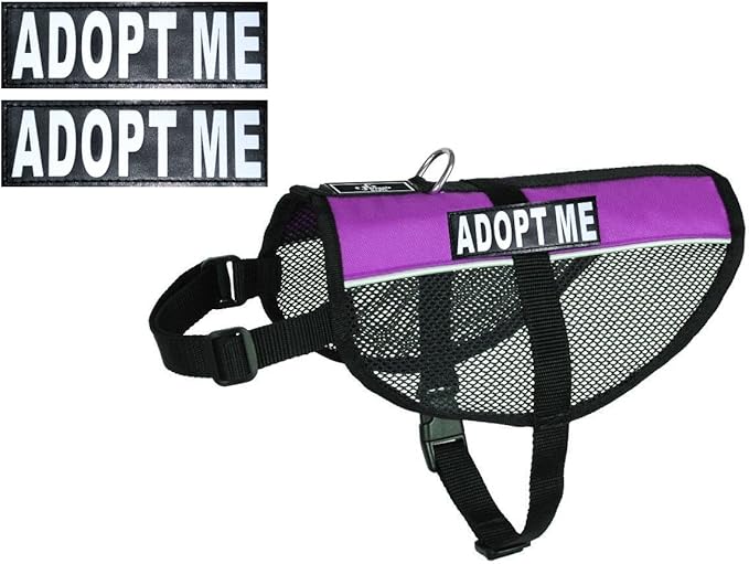 Adopt ME Dog mesh Vest Harness Cool Comfort Nylon for Dogs Small Medium Large Purchase Comes with 2 Reflective Adopt ME pathces. Please Measure Your Dog Before Ordering