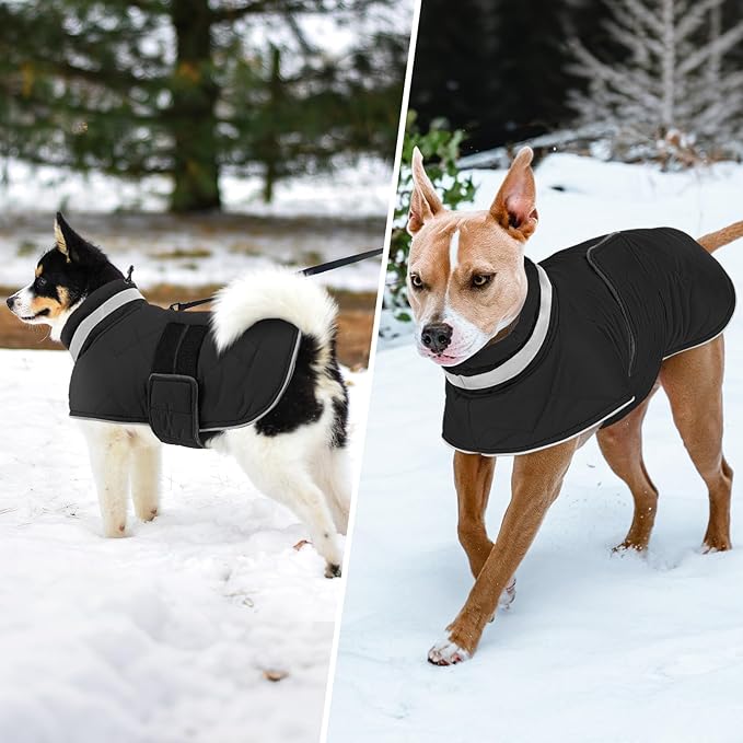 Dog Winter Coat Warm Padded Puppy Jacket Windproof Water Resistant Clothes for Small Medium Large Pets Christmas Sweater Outfit Vest(Black, XL)