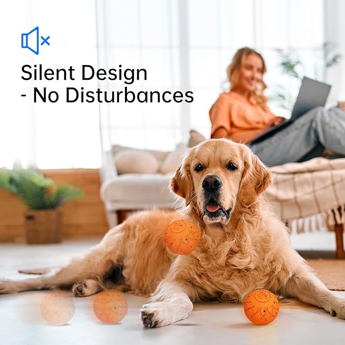 Interactive Dog Toys Dog Ball, Durable Motion Pet Toys for/Small/Medium/Large Dogs, Birthday Gifts, Automatic Moving, Bouncing and Rotating, E-TPU Material, IP54 Waterproof (Orange)