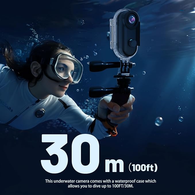 4K Mini WiFi Action Camera 32GB Thumb POV Portable Body Cam Wearable Video Recorder with IPX7 Waterproof Underwater Camcorder, Helmet Mount, Magnetic Sport DV for Bike Cycling, Pet, Vlogging(Black)