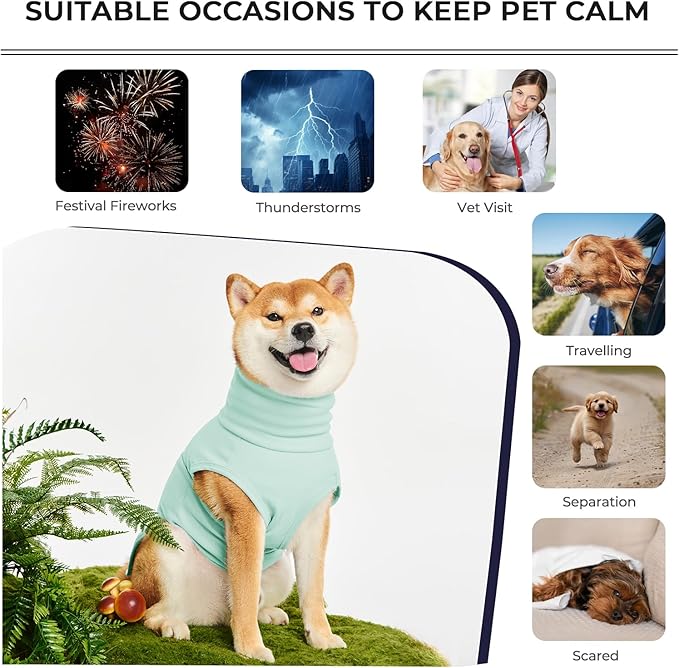 Dog Anxiety Calming Vest Adjustable Turtleneck Thunder Shirt Jacket for Fireworks, Separation, Vet Visits, Pet Hoodie for Large Medium Dogs