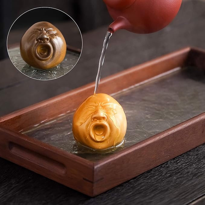 Color Changing Tea Pet, Tea Set Accessories Traditional Gongfu Tea Set Accessory, for Tea Lover Friends (yawn-Golden)