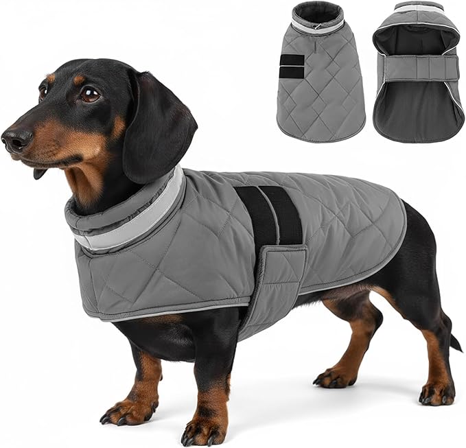 Dog Winter Coat Warm Padded Puppy Jacket Windproof Water Resistant Clothes for Small Medium Large Pets Christmas Sweater Outfit Vest(Grey, M)