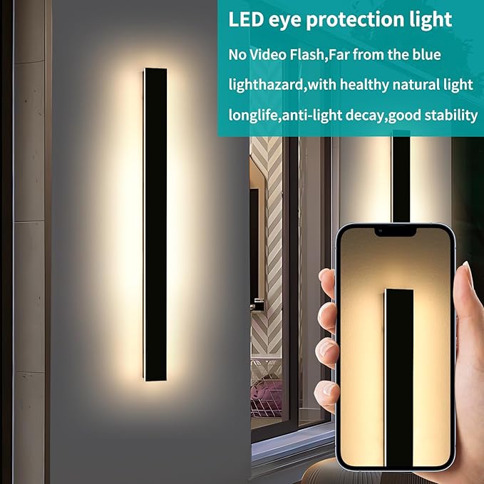 Mikeru 57inch Long LED Light Fixtures, 3000k Exterior Wall Sconces, Acrylic Invisible Exterior Wall Light for Porch Modern Outdoor Wall Mount Lighting for House Porch Patio Garage