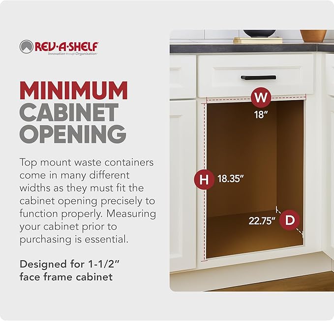 Rev-A-Shelf Top Mount Double Pullout Under Cabinet 35 Quart Kitchen Trash Cans with 150 Pound Rated Full-Extension Slides, 4WCTM-21DM2