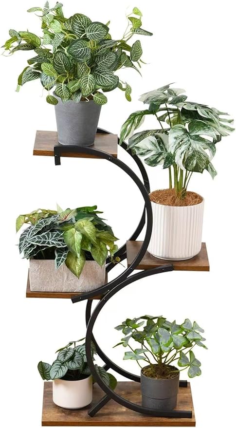 CHPHI 4 Tier Plant Stand Indoor, Space-Saving Planter Shelves Flower Pot, Tiered Wrought Metal Flower Shelf Plants Holder Display Rack, Flower Pot Holder Shelf for Living Room, Patio, Balcony