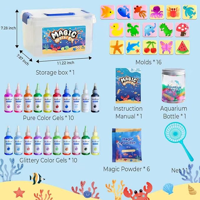 Magic Water Elf Toy Kit - Magic Gel Water Pets with Aquarium Bottle - Make Your Own Squishies Crafts Toys - Crafts Kit for Kids Christmas Gifts Birthday for Girls Boys Age 6 7 8 9 10 Years Old