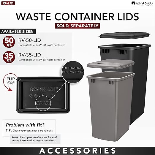 Rev-A-Shelf Wood Double Pullout Waste Container with Soft-Close, 35 Quart - Sliding Garbage Bin System with Dual Trash Can for 21" Home Kitchen Base Cabinet, 4WCSC-2135DM-2