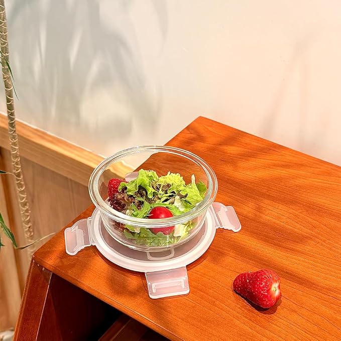 4PC Square Glass Containers With Lids (transparent)