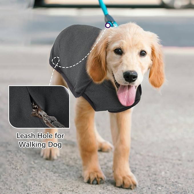 ROZKITCH Lightweight Dog Winter Coat Soft Pullover Pajamas, Pet Windproof Warm Cold Weather Jacket Vest Cozy Jumpsuit Apparel Outfit Clothes for Walking Hiking Travel Sleep Black L