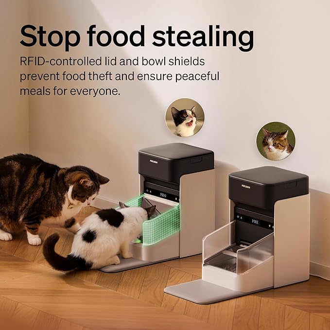 RFID Smart Cat Feeder for 2 Cats — Collar Tag Activated, Diet Tracking, Pack of 2