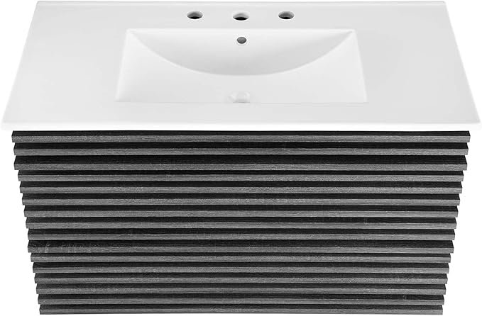 Modway Render 36" Wall-Mount Bathroom Vanity in Charcoal White