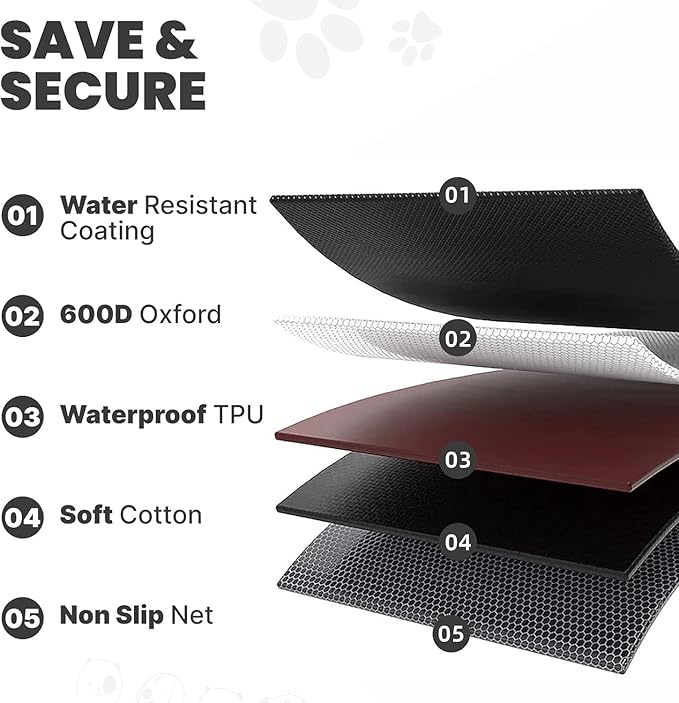 Dog Car Seat Cover for Back Seat Pet Cover for Dogs Waterproof Bench Seat Cover Protector Scratch Proof Nonslip Soft Dog Back Seat Cover for Cars Trucks SUV（48" L ×52" W