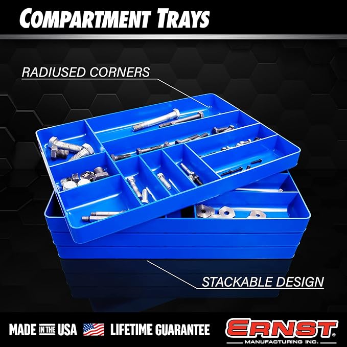 Ernst Manufacturing Tool Garage Organizer Tray, Orange, 10-Compartments