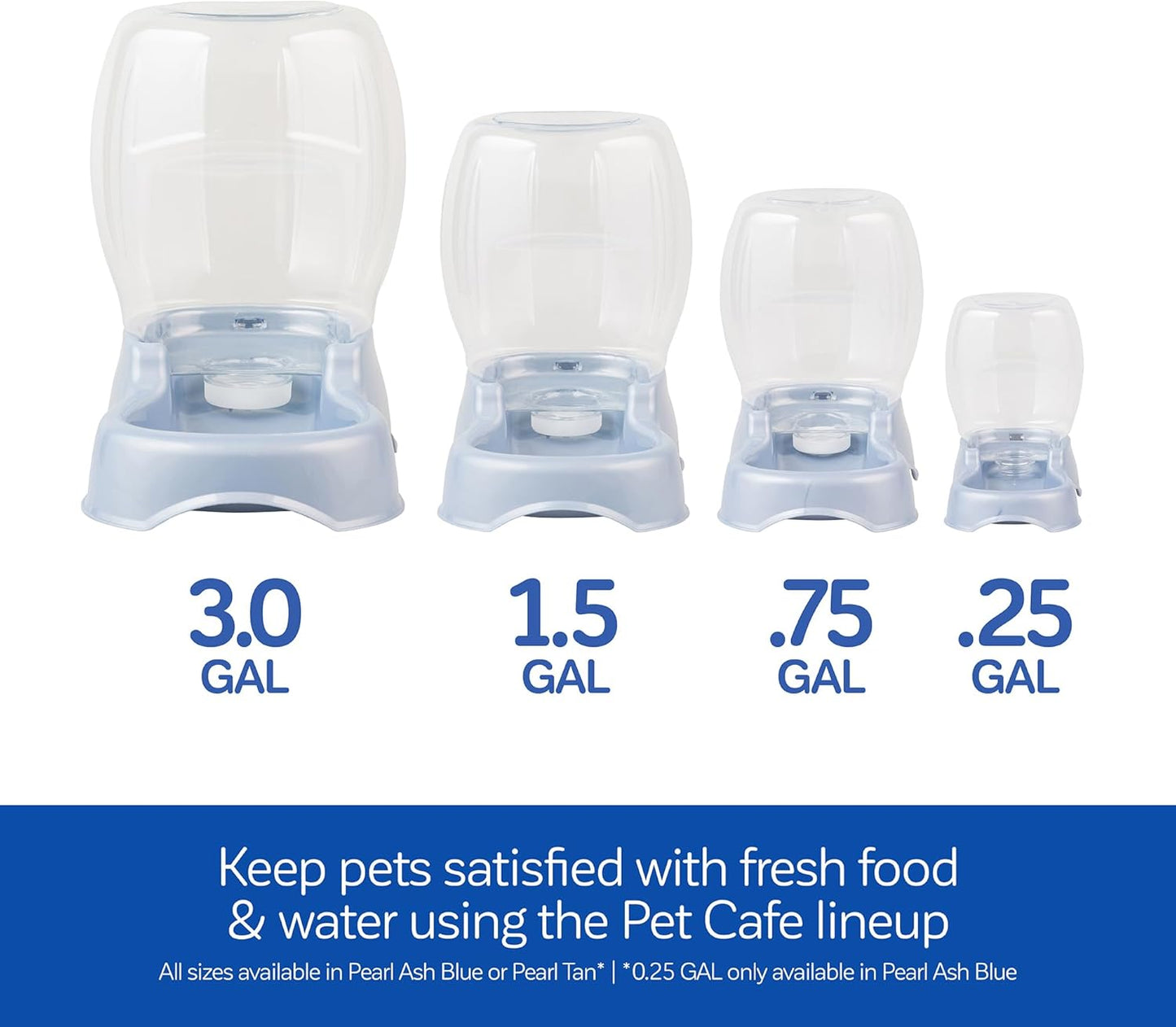 Petmate Pet Cafe Cat and Dog Gravity Water Dispenser - Water Bowl for Cats and Dogs, USA Made, 0.75 GAL, Pearl Gray