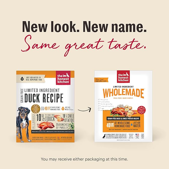 The Honest Kitchen Wholemade™ Dehydrated Limited Ingredient Duck & Sweet Potato Dog Food, 10 lb Box