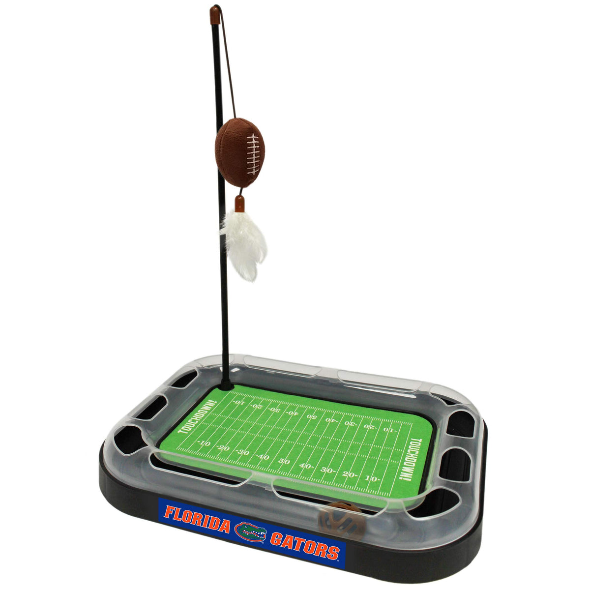 Pets First NCAA Florida Gators Reversible Football Field CAT Scratcher Toy with Catnip Filled Plush Football Toy & Feather Cat Toy, with Jingle Bell Interactive Ball Cat Chasing 6-in-1 Kitten Toy