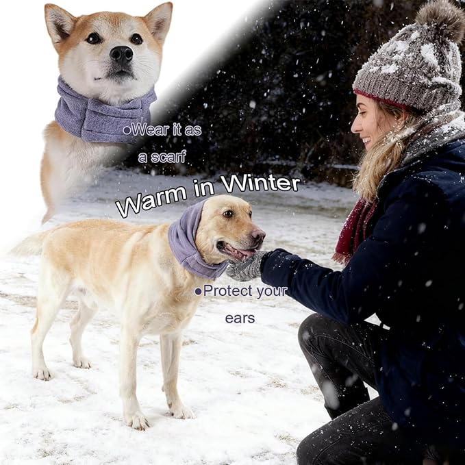 Ear Muffs for Dogs,Calming Hoodie Thunder Head Wrap,No Shake Anxiety Relief Pet Covers Ear Noise Protection Vest for Dogs for Fireworks,Vet Visits,Bathing(Purple,S)